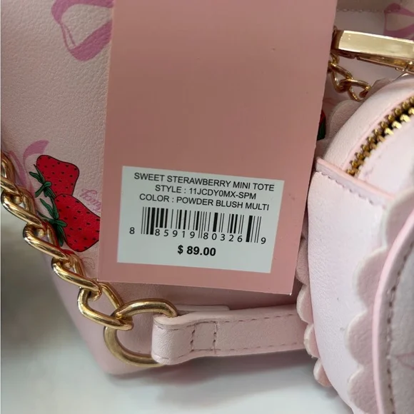 #101 NWT Juicy Couture All 3 Blue,Pink,and Yellow Sweet Strawberry Mini Tote Set - Picture 5 of 13
